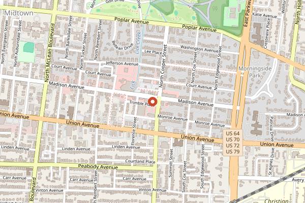 Map showing Lafayette's Music Room in Memphis