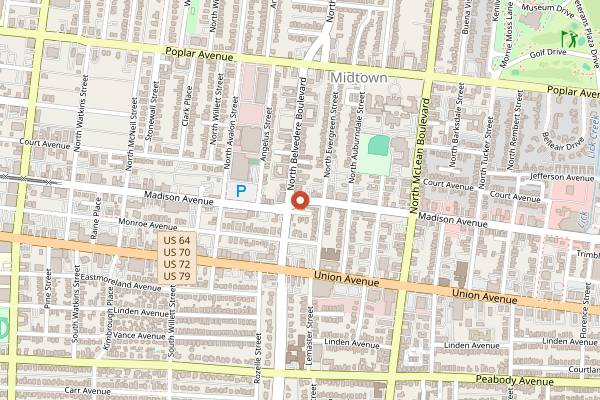 Map showing Lamplighter Lounge in Memphis
