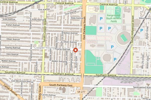 Map showing Memphis Whistle in Memphis
