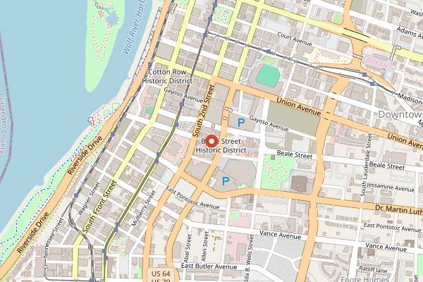 Map showing Mr. Handy's Blues Hall in Memphis