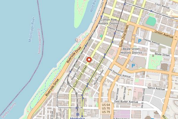 Map showing Old Dominick Distillery tasting room in Memphis