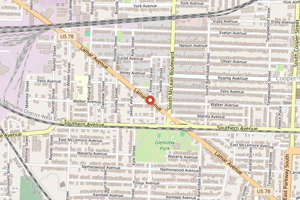 Map showing Payne's Bar-B-Que in Memphis