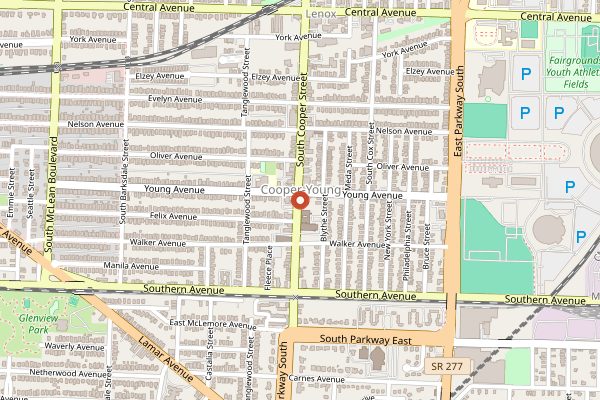 Map showing The Beauty Shop in Memphis