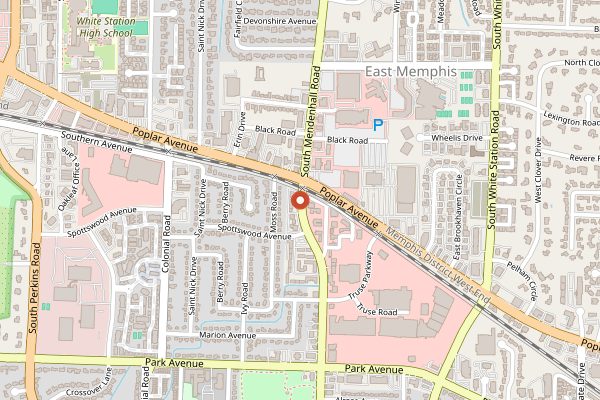 Map showing Hen House Wine Bar in Memphis