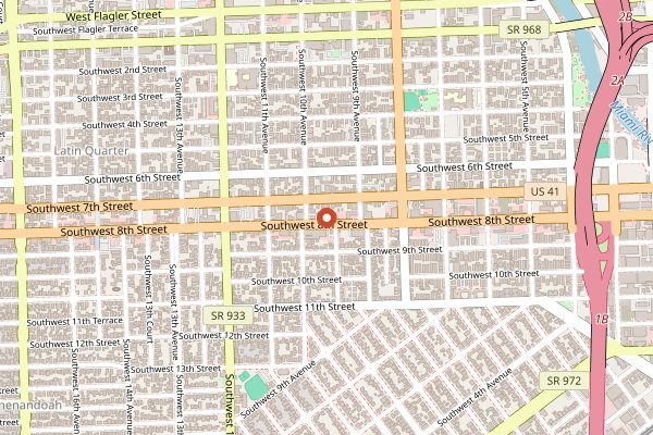 Map showing Cafe La Trova in Miami