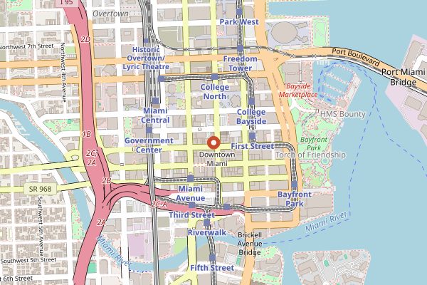 Map showing Biscayne Bay Brewing Company in Miami