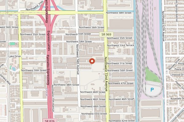Map showing The Tank Brewing Co. in Miami