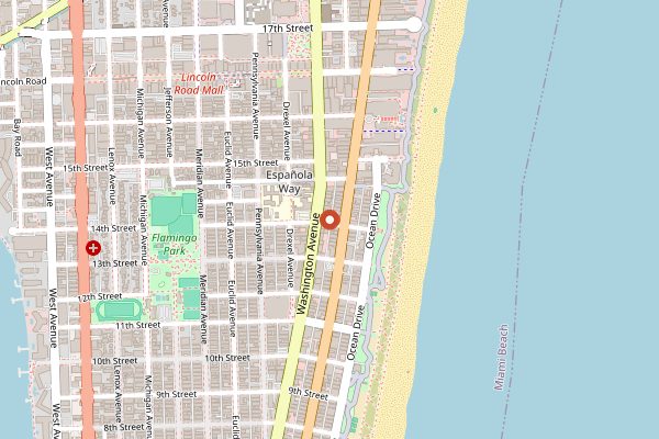 Map showing La Sandwicherie Miami Beach in Miami