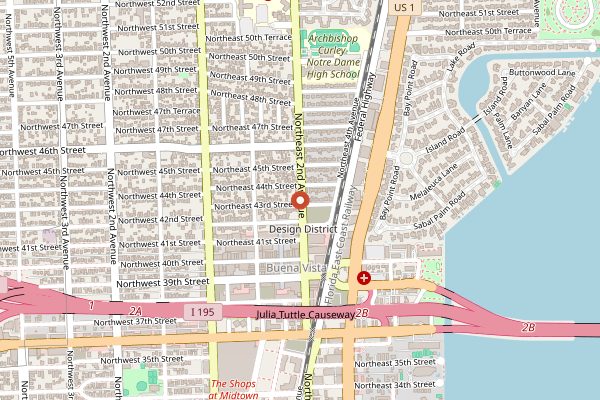 Map showing Mandolin Aegean Bistro in Miami