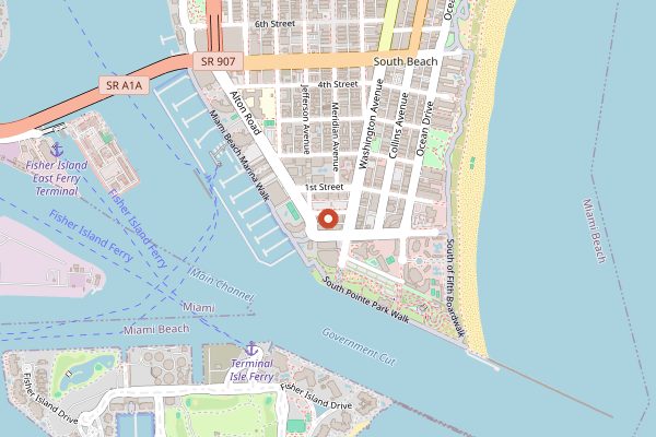 Map showing Planta South Beach in Miami