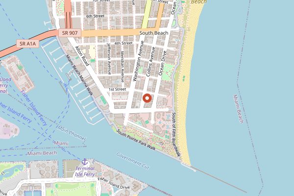 Map showing Carbone Miami in Miami