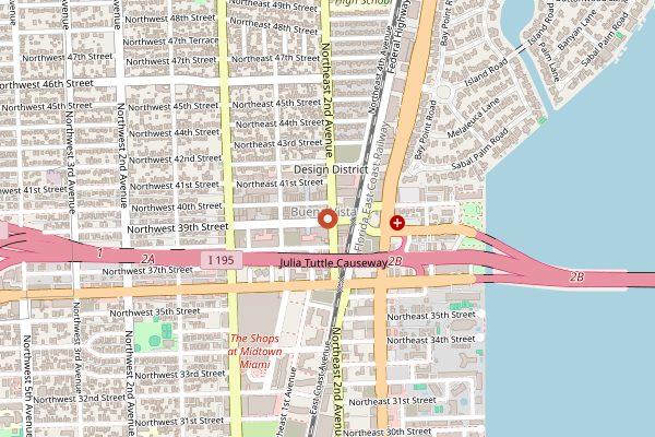 Map showing Cote Miami in Miami