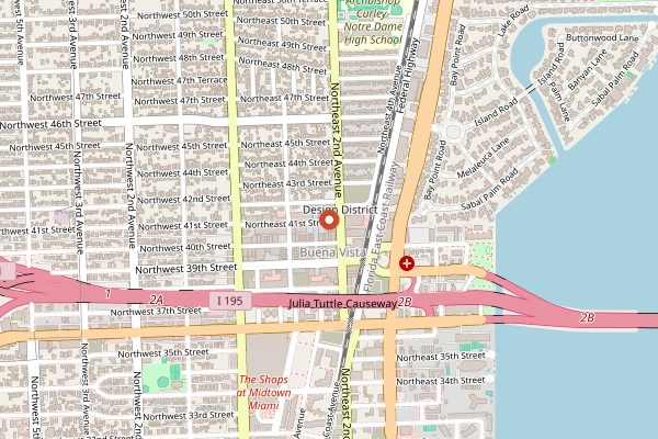 Map showing L'Atelier de Joel Robuchon in Miami
