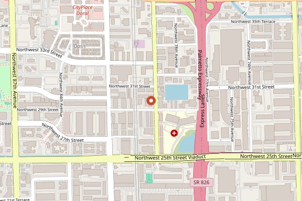 Map showing El Arepazo Doral in Miami