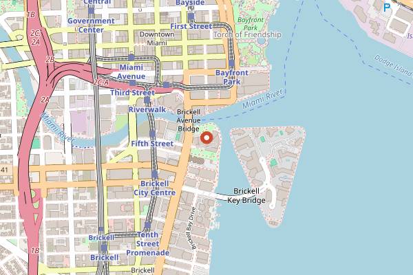 Map showing The Living Room at Cipriani in Miami