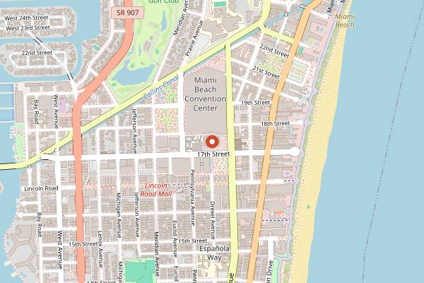 Map showing The Fillmore Miami Beach in Miami
