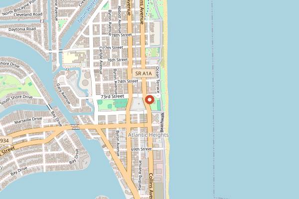 Map showing Miami Beach Bandshell in Miami