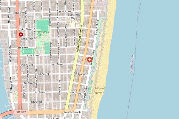 Map showing Palace Bar & Restaurant in Miami