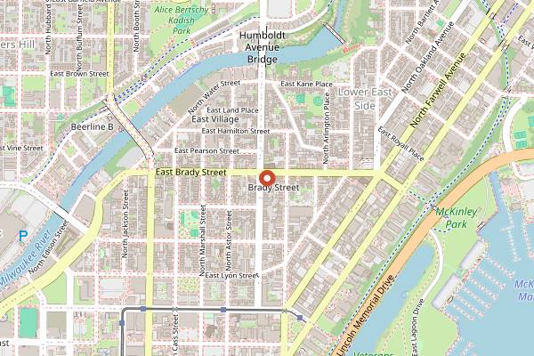 Map showing Peter Sciortino's Bakery in Milwaukee