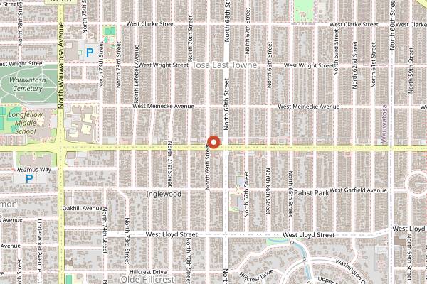 Map showing Rocket Baby Bakery in Milwaukee