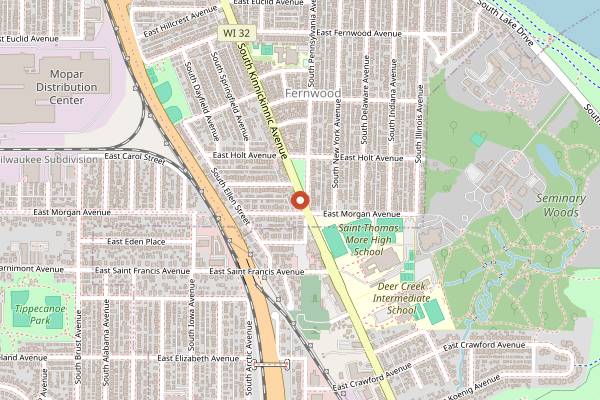 Map showing Roman's Pub in Milwaukee