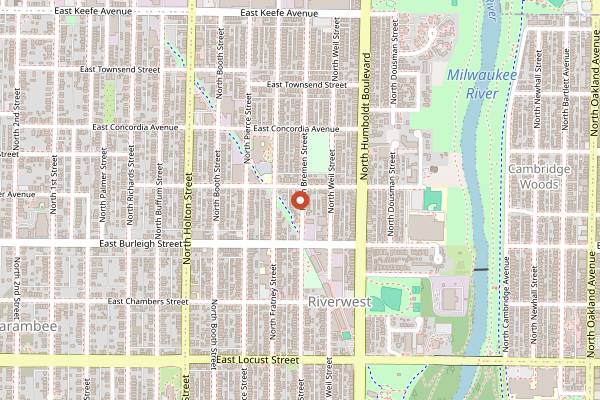 Map showing Explorers Club Tiki Bar in Milwaukee