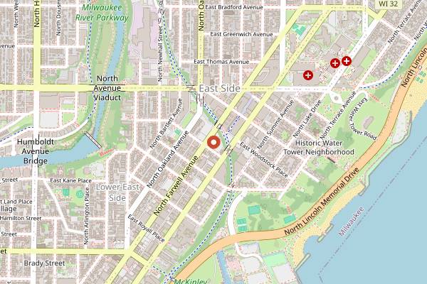 Map showing Good City Brewing in Milwaukee