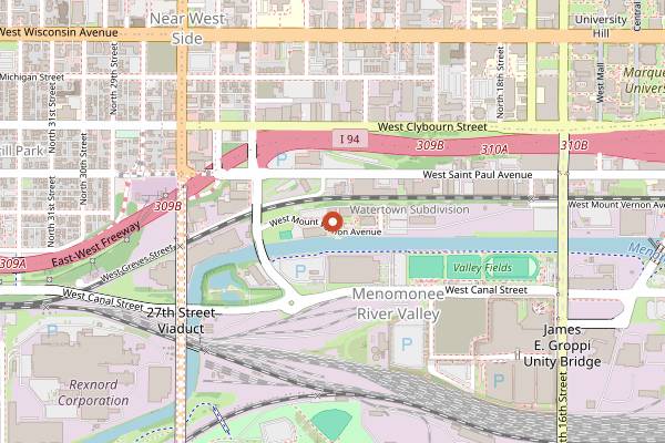 Map showing Lombardi Brewing Company in Milwaukee