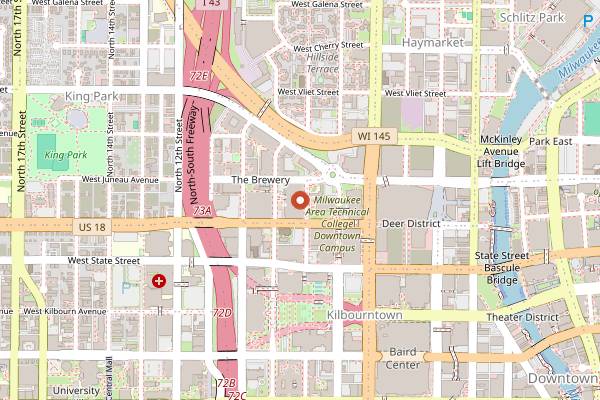 Map showing Milwaukee Brewing Company in Milwaukee