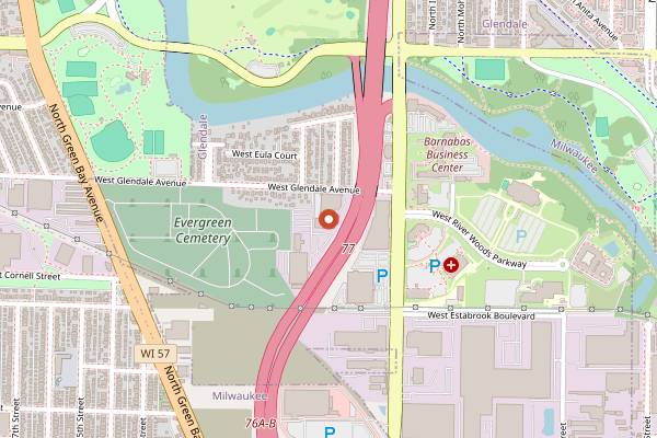 Map showing Sprecher Brewing Company in Milwaukee