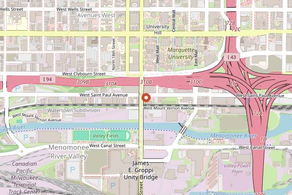 Map showing Third Space Brewing in Milwaukee