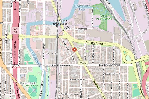 Map showing Centro Cafe Bay View Brunch in Milwaukee