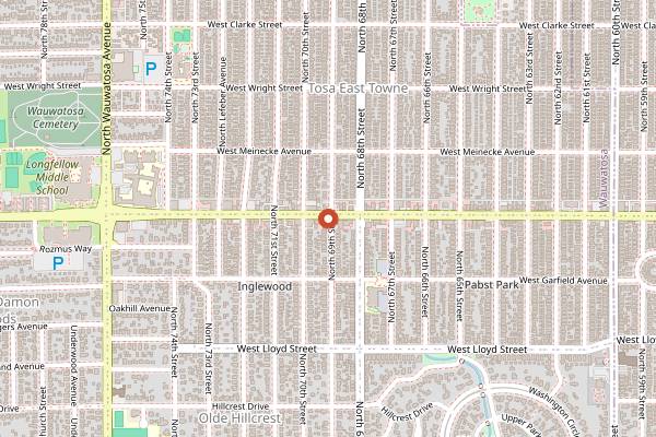 Map showing Cranky Al's Bakery and Cafe in Milwaukee