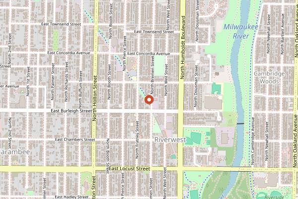 Map showing Cafe Corazon Riverwest in Milwaukee
