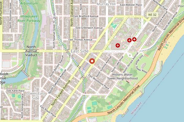 Map showing Colectivo Coffee on Prospect in Milwaukee