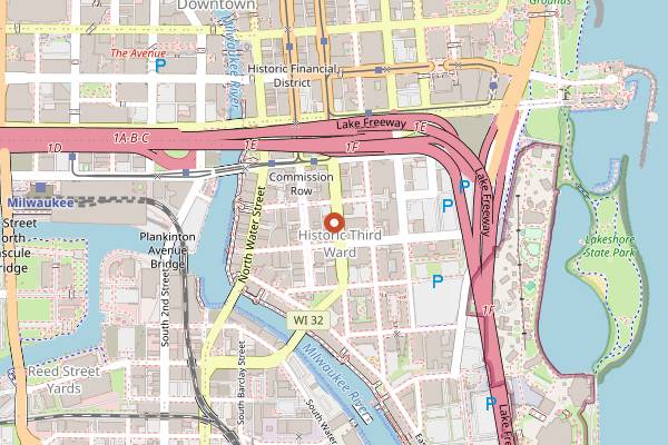Map showing Colectivo Coffee Third Ward in Milwaukee