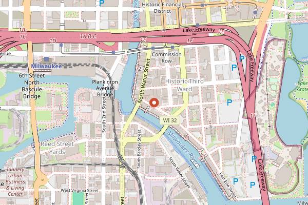 Map showing Kickapoo Coffee Roasters Walker's Point in Milwaukee