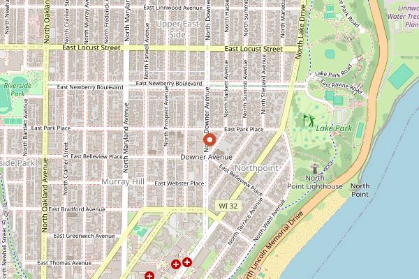 Map showing Stone Creek Coffee Downer Cafe and Kitchen in Milwaukee