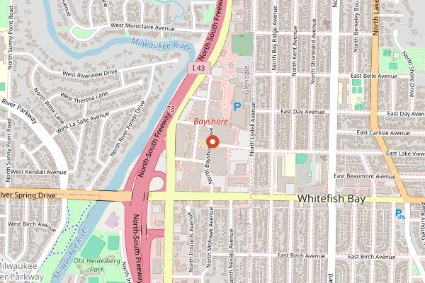 Map showing Stone Creek Coffee Grand Cru Bayshore in Milwaukee