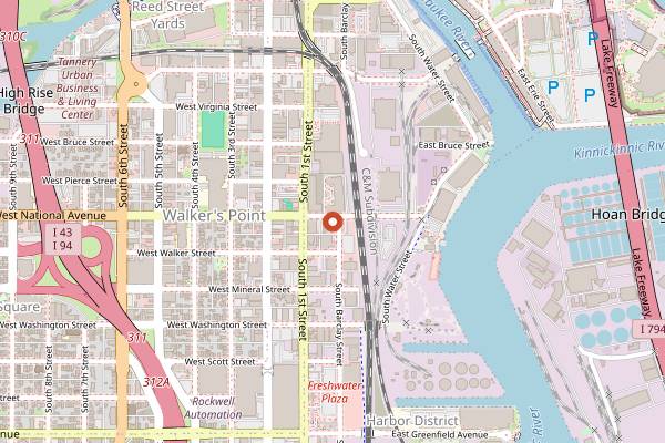 Map showing Blue Jacket in Milwaukee