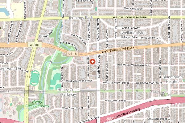 Map showing Blue's Egg in Milwaukee