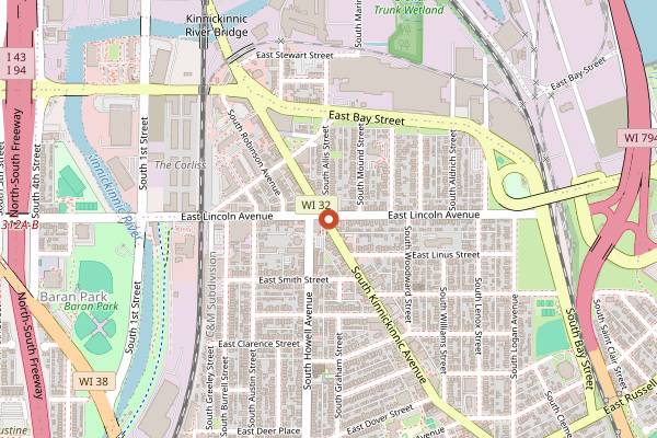 Map showing Cafe Centraal in Milwaukee
