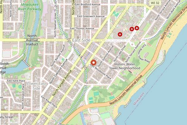 Map showing Izumi's in Milwaukee