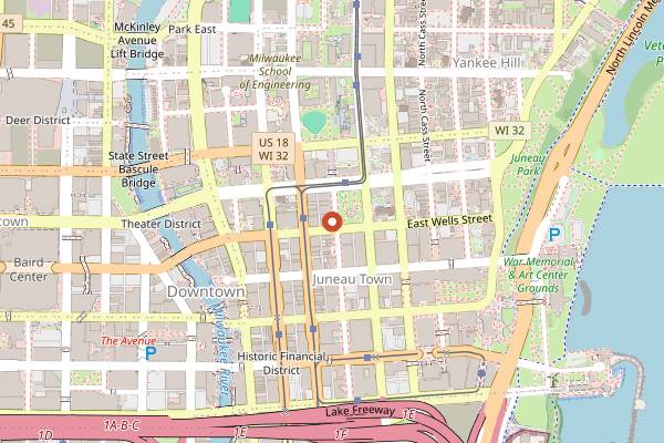 Map showing Louise's Trattoria in Milwaukee