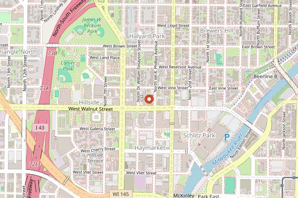 Map showing Pilcrow Coffee Roasters in Milwaukee