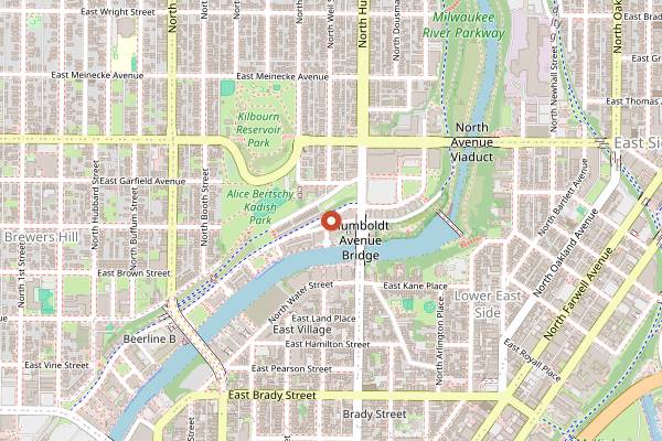 Map showing Beerline Cafe in Milwaukee