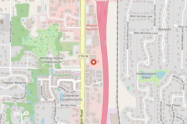 Map showing Mr. B's Steakhouse Mequon in Milwaukee