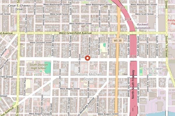 Map showing Bryant's Cocktail Lounge in Milwaukee