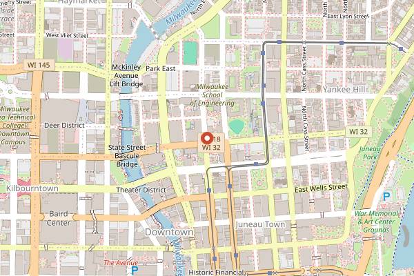 Map showing Discourse Coffee in Milwaukee