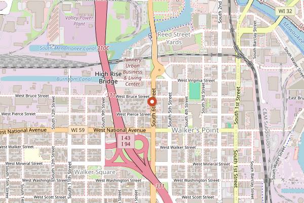 Map showing El Tsunami Mexican Seafood in Milwaukee